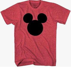 Mens Red heather  short sleeve T-Shirt with Black Mickey Mouse Silhouette sz 3X